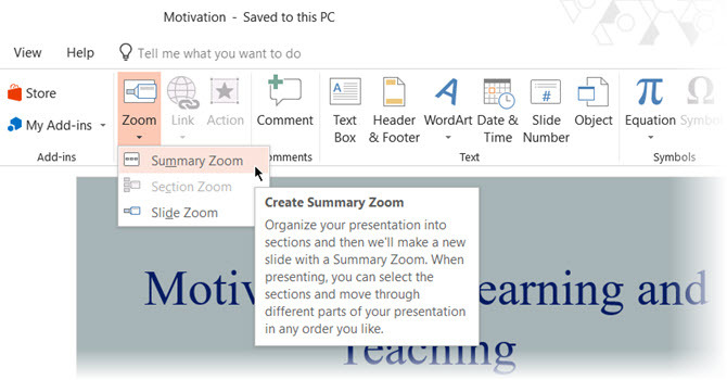 Zusammenfassung Zoomen Sie in PowerPoint