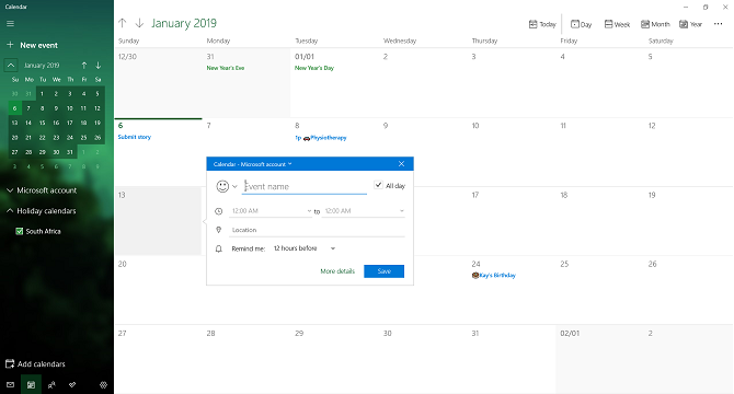 Microsoft Kalender Desktop-App