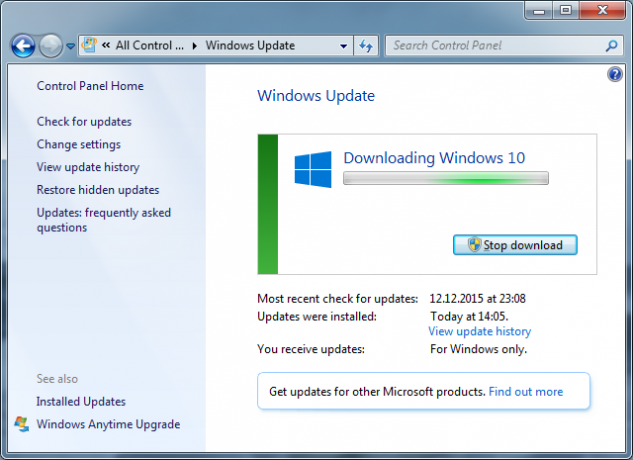 Upgrade auf Windows 10 in Windows 7 Download