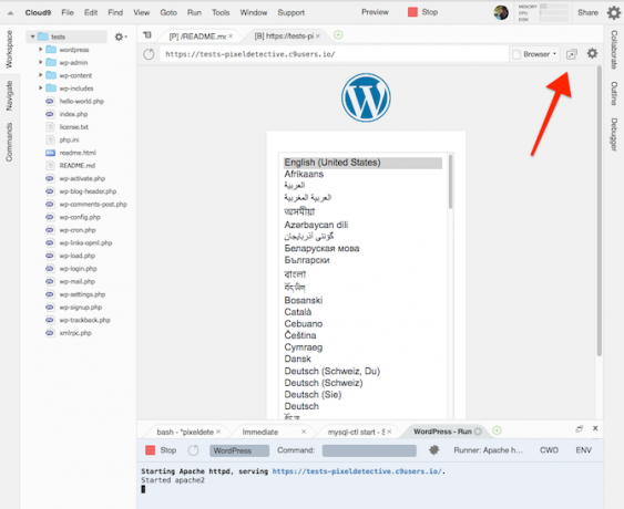 Installieren Sie WordPress in der Cloud 9 9