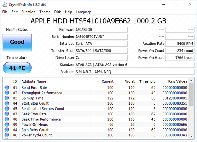 CrystalDiskInfo HDD-Diagnoseübersicht