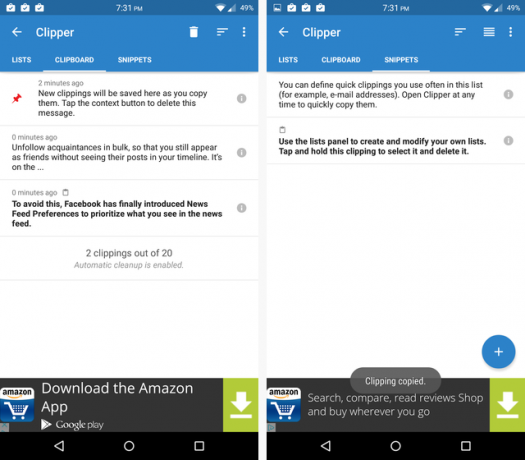 Kopieren und Einfügen auf Android - Clipper Android Clipboard App