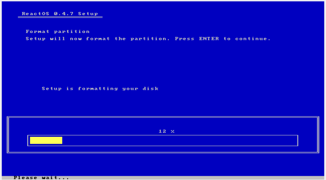 Reactos überprüfen die Formatierung von install6