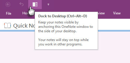 Microsoft OneNote - Dock an Desktop