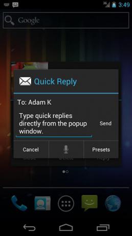 SMS Popup Android App,