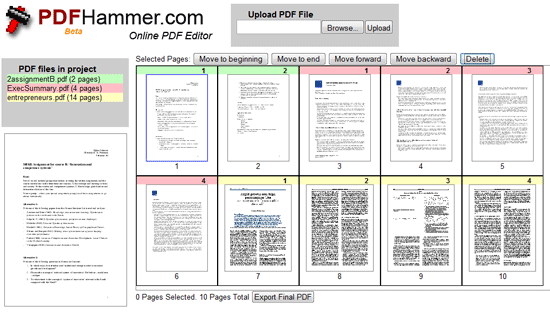 PDF Hammer - Zusammenführen und Bearbeiten von PDF-Dateien online