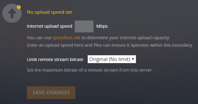 Plex Upload-Geschwindigkeit einschränken