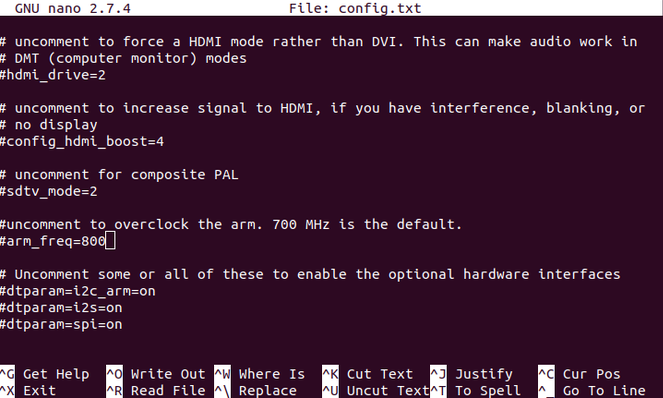 Bearbeiten Sie die Datei config.txt auf dem Raspberry Pi