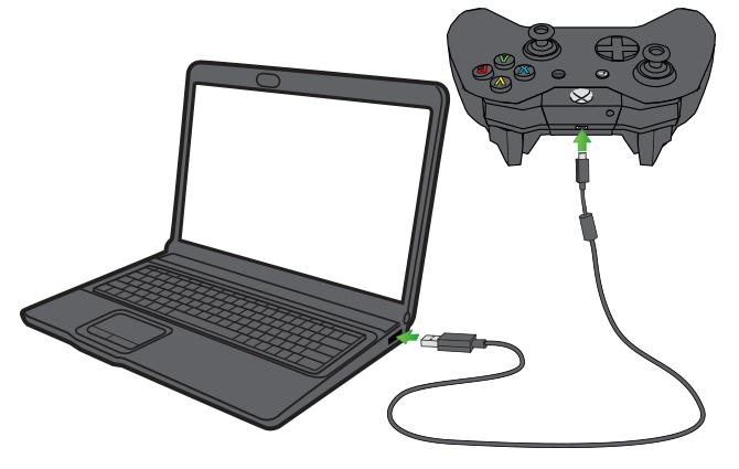 Verbinden Sie den Xbox One-Controller mit dem PC-Kabel