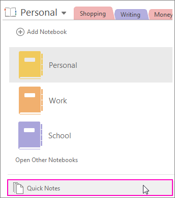 Microsoft OneNote - Alle abgelegt