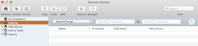 Scannerbereich von Apple Remote Desktop