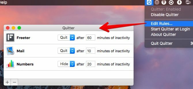 Quitter-Mac Menüleiste Apps