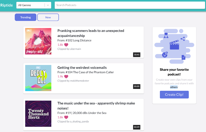 Hören Sie sich kurze Clips von Podcasts an, die von anderen Benutzern geteilt werden, um neue Podcasts zu entdecken