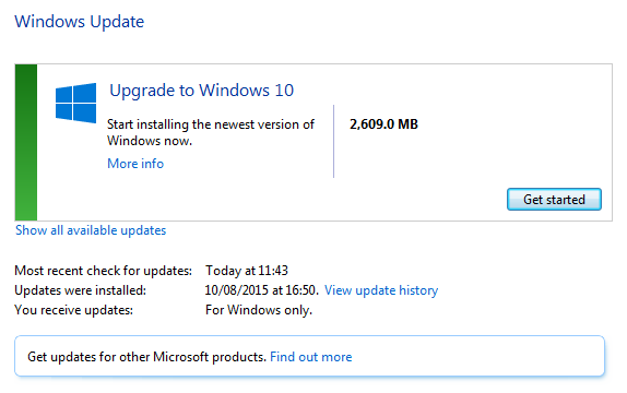 Windows 10 Windows Update freier Pfad