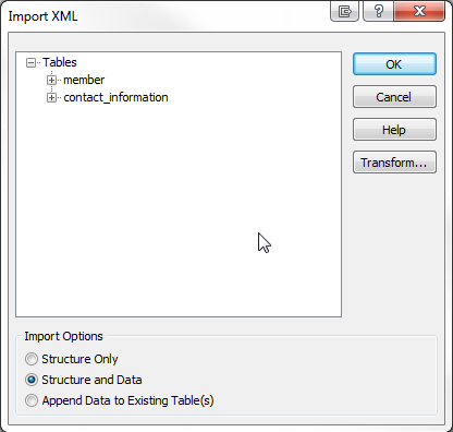 Greifen Sie auf XML-Importoptionen für 2013 zu