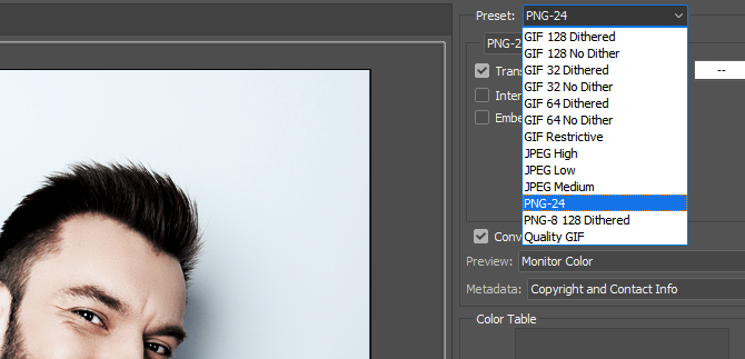 Photoshop-Bild exportieren PNG-24