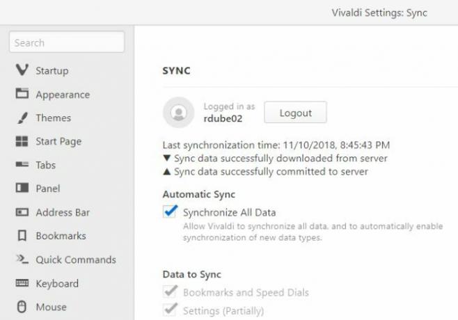 vivaldi sync