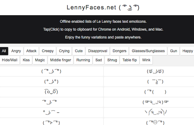 Emojis-Text-Gesichter-Emoticons-Lenny-Gesichter