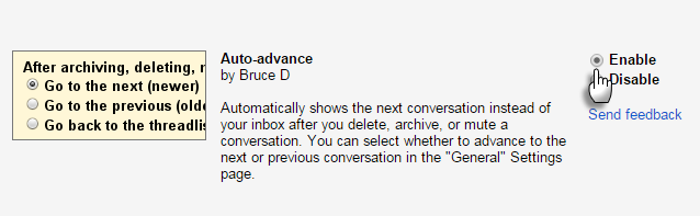 Google Mail Auto-Advance