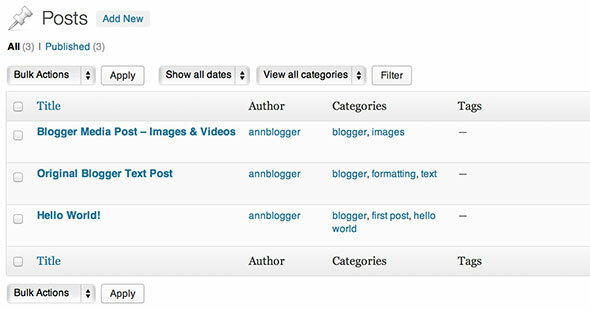 Blogger zu WordPress, WordPress zu Blogger - Wechseln von Blogs Getestete wp x -Ergebnisse