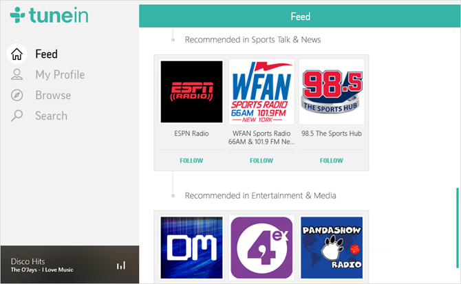 tunein radio windows app