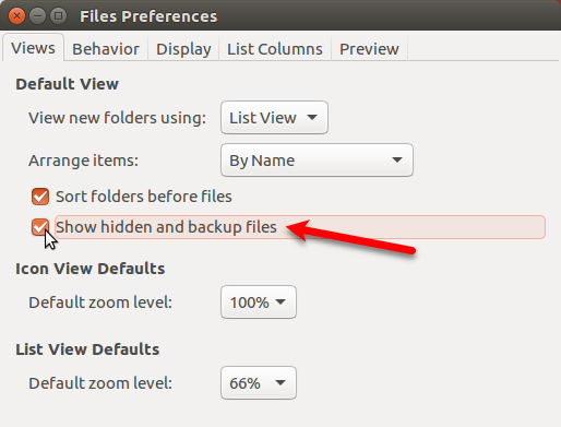 Zeige versteckte und Backup-Dateien in Nautilus in Ubuntu