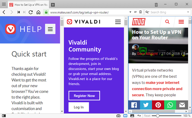 Tipps für den Vivaldi-Browser - Verwenden Sie die geteilte Ansicht mit Registerkarten