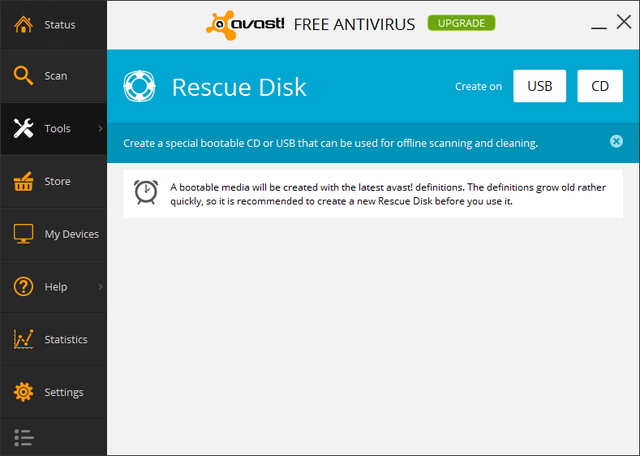 Avast - Tools - Rettungsdiskette