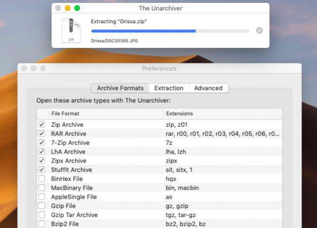 Dateiextraktion mit The Unarchiver unter macOS