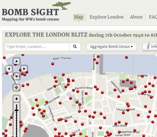 Karte der Bomben auf London ww2 abgeworfen