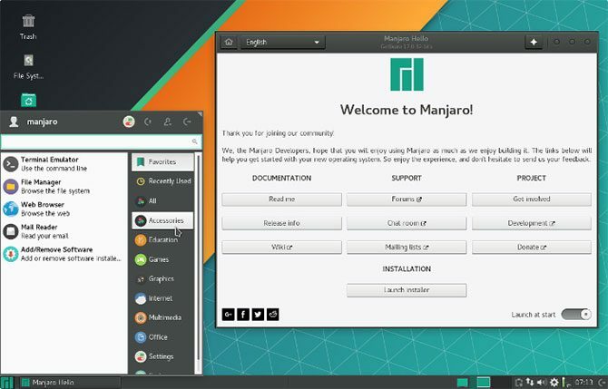 Dies ist ein Screenshot von Manjaro Linux