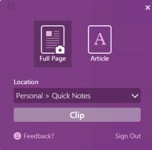 Von Chrome an OneNote senden