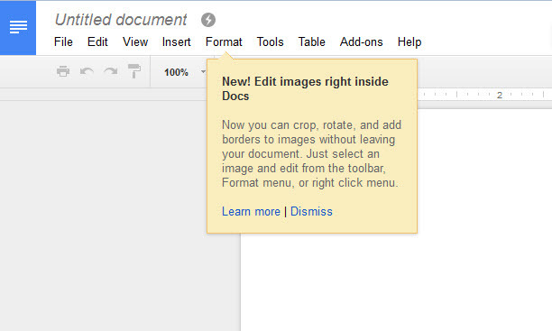 Google Docs Crop-Funktion