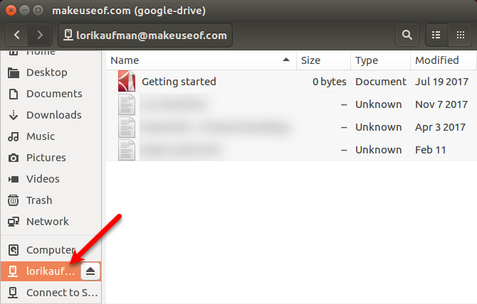 Mounten von Google Drive in Nautilus