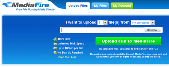 MediaFire - Unbegrenzter Dateispeicher