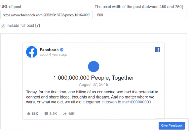 Facebook Widgets Post-Tool einbetten