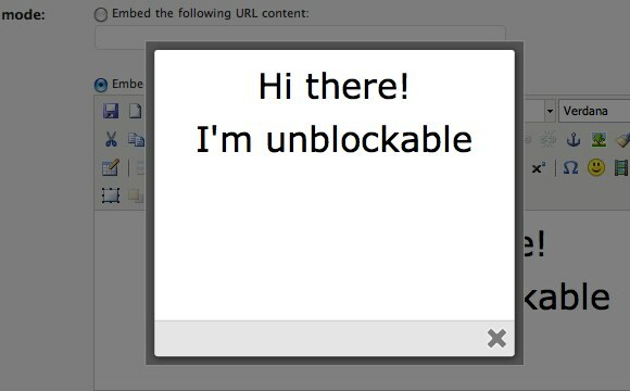 nicht blockierbares Popup