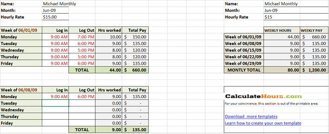 Arbeitszeittabelle Vorlage verfolgen Stunden monatlich Basic Excel