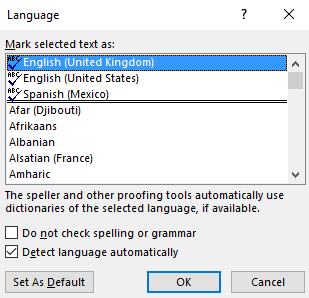 Rechtschreib- und Grammatikprüfung in der Wortsprache Microsoft Word ms