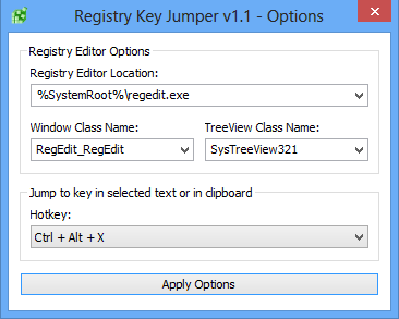 Windows-Registry-Jumper-Optionen