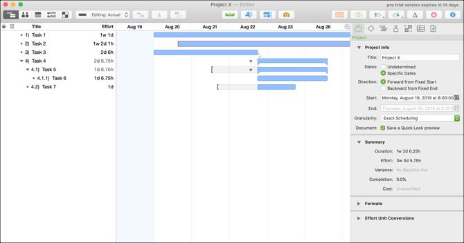 OmniPlan 3 auf Mac Gantt-Diagramm