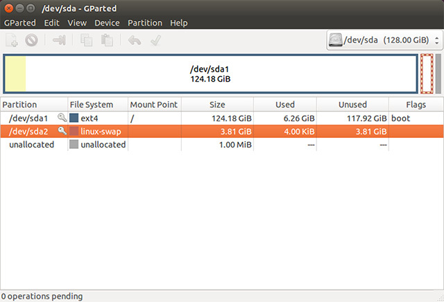 Linux-Swap-Gparted
