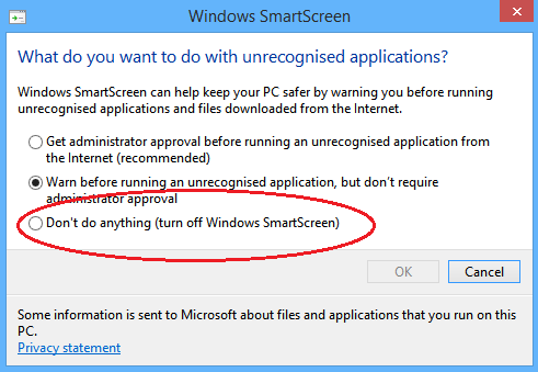 Smartscreen-Win8 ausschalten