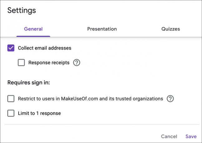 Google Forms sammelt E-Mails