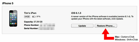 So greifen Sie auf die ipsw-Wiederherstellung von iOS 7 Beta (und Downgrade auf iOS 6) zu