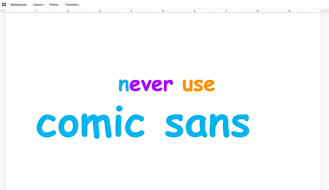 Machen Sie niemals Designfehler in Slideshow Comic Sans