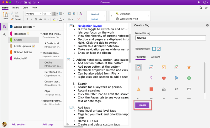 Erstellen Sie ein benutzerdefiniertes Tag in OneNote