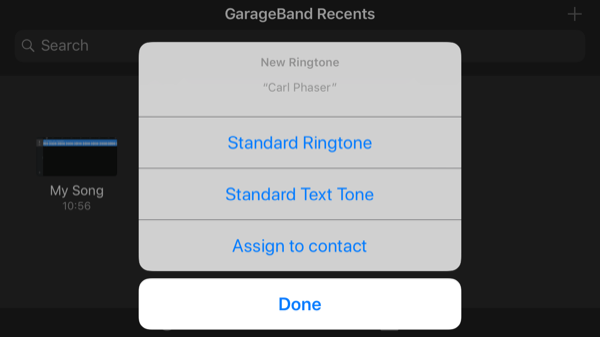 GarageBand App Klingelton zuweisen