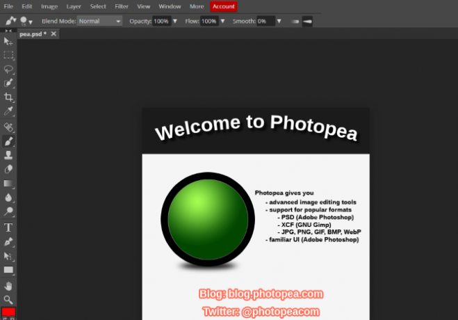 Verwenden Sie Photopea als Alternative zu Photoshop unter Linux