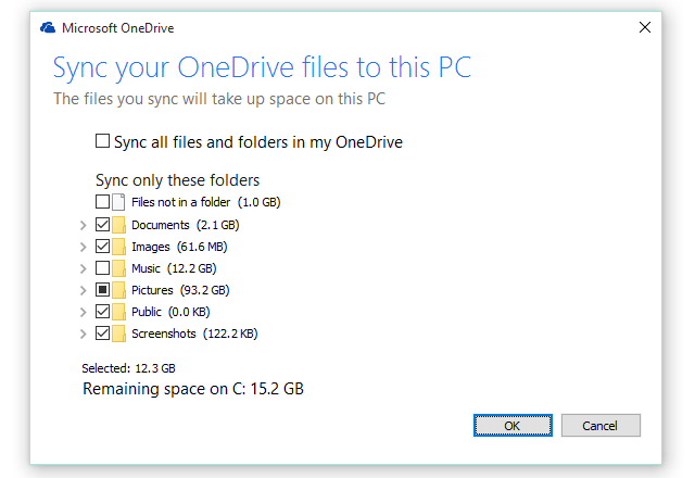 OneDrive-Synchronisierungseinstellungen